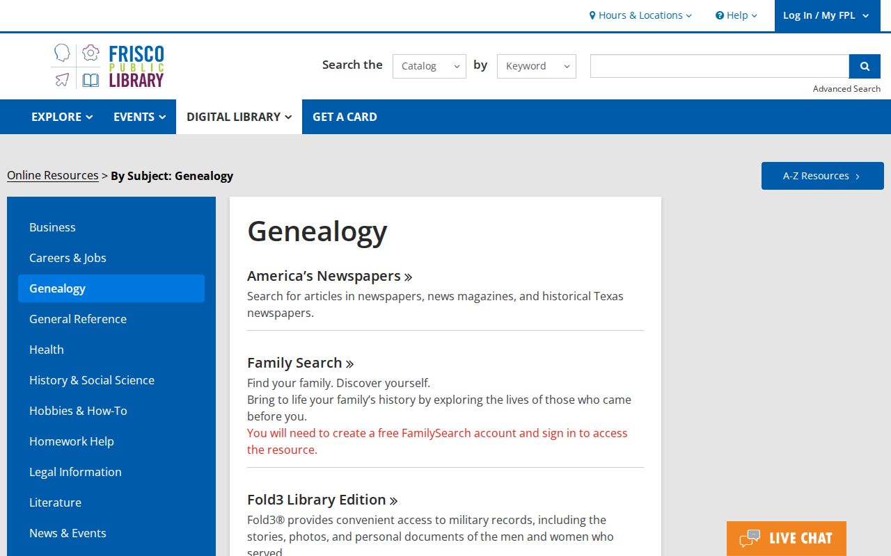 Frisco city directory research on the Frisco Public Library genealogy resources page
