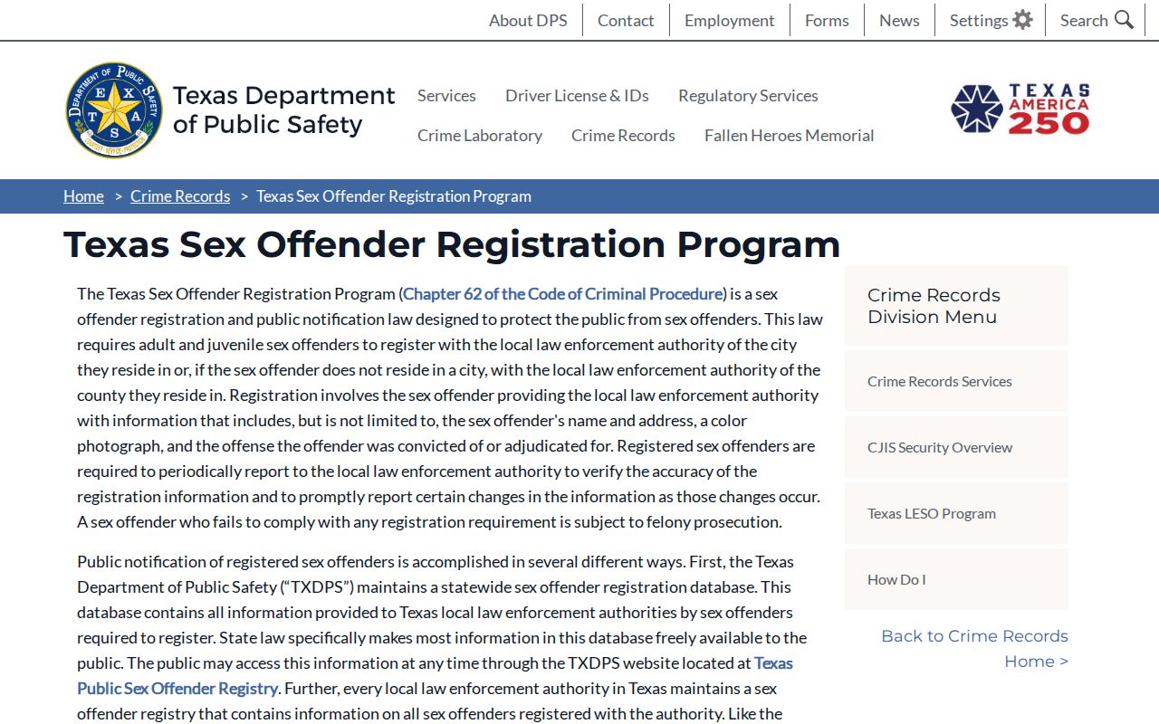 Frisco residents directory Texas DPS offender registry information